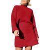 imageEXLURA Womens 2 Piece Outfits Casual Sweater Dress Sets Long Sleeve Mock Neck Ribbed Knit Tops Bodycon Skirts Winter ClothesRed