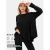 imageEXLURA Waffle Knit Long Sleeve Shirts for Womens Crewneck Loose Babydoll Tunic Tops Maternity Tops Fall Fashion 2025 ClothesBlack