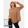 imageEXLURA Waffle Knit Long Sleeve Shirts for Womens Crewneck Loose Babydoll Tunic Tops Maternity Tops Fall Fashion 2025 ClothesKhaki