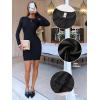 imageEXLURA Women Fall Long Sleeve Crewneck Mini Dress Casual Stretchy Textured Office Wedding Cocktail Party Bodycon Dresses 2025Black