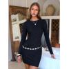 imageEXLURA Women Fall Long Sleeve Crewneck Mini Dress Casual Stretchy Textured Office Wedding Cocktail Party Bodycon Dresses 2025Black