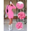 imageEXLURA Women Fall Long Sleeve Crewneck Mini Dress Casual Stretchy Textured Office Wedding Cocktail Party Bodycon Dresses 2025Hot Pink