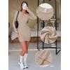 imageEXLURA Women Fall Long Sleeve Crewneck Mini Dress Casual Stretchy Textured Office Wedding Cocktail Party Bodycon Dresses 2025Khaki