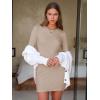 imageEXLURA Women Fall Long Sleeve Crewneck Mini Dress Casual Stretchy Textured Office Wedding Cocktail Party Bodycon Dresses 2025Khaki