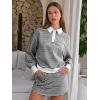 imageEXLURA Women Fall Two Piece Sets Airport Outfits 2025 Cotton Striped Sweatshirt Matching Skirt Skort Workout Travel TracksuitBlack White