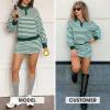 imageEXLURA Women Fall Two Piece Sets Airport Outfits 2025 Cotton Striped Sweatshirt Matching Skirt Skort Workout Travel TracksuitGreen White