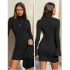imageEXLURA Women Sweater Dress Fall Winter Bell Long Sleeve Mini Dresses Turtleneck Pullover Ribbed Knit Stretch Bodycon DressBlack