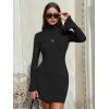 imageEXLURA Women Sweater Dress Fall Winter Bell Long Sleeve Mini Dresses Turtleneck Pullover Ribbed Knit Stretch Bodycon DressBlack