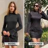imageEXLURA Womens 2025 Fall Trendy Mock Neck Long Sleeve Bodycon Mini Dress Elegant Short Cocktail Party Formal DressesBlack
