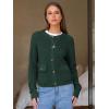 imageEXLURA Womens 2025 Knit Cardigan Sweaters Fall Winter Crewneck Open Front Button Jacket Fashion Outerwear Coats with PocketsDark Green