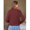 imageEXLURA Womens 2025 Knit Cardigan Sweaters Fall Winter Crewneck Open Front Button Jacket Fashion Outerwear Coats with PocketsDark Red