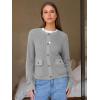 imageEXLURA Womens 2025 Knit Cardigan Sweaters Fall Winter Crewneck Open Front Button Jacket Fashion Outerwear Coats with PocketsGrey
