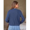imageEXLURA Womens 2025 Knit Cardigan Sweaters Fall Winter Crewneck Open Front Button Jacket Fashion Outerwear Coats with PocketsNavy