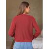 imageEXLURA Womens 2025 Knit Cardigan Sweaters Fall Winter Crewneck Open Front Button Jacket Fashion Outerwear Coats with PocketsWine Red