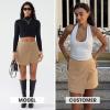 imageEXLURA Womens Corduroy Pencil Skirt High Waisted Elastic Basic Casual Mini Skirts with Pockets 2025 Fall Trendy OutfitsLight Khaki