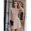 imageEXLURA Womens Fall Long Sleeve Mock Neck Mini Dress Textured ALine Elegant Wedding Guest Party Cocktail Short Dresses 2025Beige