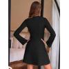 imageEXLURA Womens Fall Long Sleeve Mock Neck Mini Dress Textured ALine Elegant Wedding Guest Party Cocktail Short Dresses 2025Black