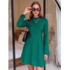 imageEXLURA Womens Fall Long Sleeve Mock Neck Mini Dress Textured ALine Elegant Wedding Guest Party Cocktail Short Dresses 2025Green