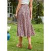 imageEXLURA Womens High Waist Polka Dot Pleated Skirt Midi Swing Skirt with Pockets PinkLeopard