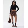 imageEXLURA Womens Leopard Print Mini Skirt High Waist Sexy Cheetah Skirts Trendy Pencil Bodycon Short Skirts Concert Outfit 2025Brown Leopard