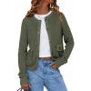 imageEXLURA Womens 2025 Knit Cardigan Sweaters Fall Winter Crewneck Open Front Button Jacket Fashion Outerwear Coats with PocketsGreen