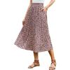 imageEXLURA Womens High Waist Polka Dot Pleated Skirt Midi Swing Skirt with Pockets PinkLeopard