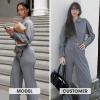 imageEXLURA Womens Fall 2 Piece Outfits Long Sleeve Zip Up Crop Jackets Long Wide Leg Pant Suits Airport Travel Matching Sets 2025Grey