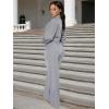 imageEXLURA Womens Fall 2 Piece Outfits Long Sleeve Zip Up Crop Jackets Long Wide Leg Pant Suits Airport Travel Matching Sets 2025Grey