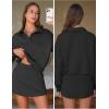 imageEXLURA Women 2 Piece Outfits Fall Airport Polo Sweatshirt Skirt Set Skort Workout Sweatsuits Matching Travel Lounge Sets 2025Black