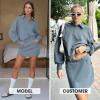 imageEXLURA Women 2 Piece Outfits Fall Airport Polo Sweatshirt Skirt Set Skort Workout Sweatsuits Matching Travel Lounge Sets 2025Grey Blue