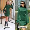 imageEXLURA Womens 2025 Fall Trendy Mock Neck Long Sleeve Bodycon Mini Dress Elegant Short Cocktail Party Formal DressesDeep Green