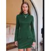 imageEXLURA Womens 2025 Fall Trendy Mock Neck Long Sleeve Bodycon Mini Dress Elegant Short Cocktail Party Formal DressesDeep Green