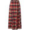 imageEXLURA Womens Flannel Plaid Long Skirts High Waist A Line Flared Pleated Maxi Skirt Dress Casual Vintage Office with PocketsBrown Red Plaid