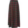 imageEXLURA Womens Flannel Plaid Long Skirts High Waist A Line Flared Pleated Maxi Skirt Dress Casual Vintage Office with PocketsGreen Red Plaid