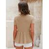 imageEXLURA Womens Summer Crop Babydoll Peplum Tops Cute V Neck Short Sleeve Business Casual Trendy T Shirts Beach Vacation 2025Apricot
