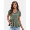 imageEXLURA Womens Summer Crop Babydoll Peplum Tops Cute V Neck Short Sleeve Business Casual Trendy T Shirts Beach Vacation 2025Army Green