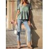 imageEXLURA Womens Summer Crop Babydoll Peplum Tops Cute V Neck Short Sleeve Business Casual Trendy T Shirts Beach Vacation 2025Army Green