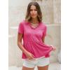 imageEXLURA Womens Summer Crop Babydoll Peplum Tops Cute V Neck Short Sleeve Business Casual Trendy T Shirts Beach Vacation 2025Hot Pink