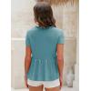 imageEXLURA Womens Summer Crop Babydoll Peplum Tops Cute V Neck Short Sleeve Business Casual Trendy T Shirts Beach Vacation 2025Lake Blue