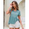 imageEXLURA Womens Summer Crop Babydoll Peplum Tops Cute V Neck Short Sleeve Business Casual Trendy T Shirts Beach Vacation 2025Lake Blue