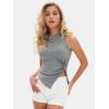 imageEXLURA Womens Summer Sleeveless High Neck Tank Tops Sexy Twist Knot Asymmetrical Hem Shirts Going Out Top 2025Grey