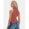 imageEXLURA Womens Summer Sleeveless High Neck Tank Tops Sexy Twist Knot Asymmetrical Hem Shirts Going Out Top 2025Wine Red