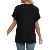 imageEXLURA Womens Summer Tops V Neck Outfits Clothes Short Dolman Sleeve Blouses 2025 Fashion ShirtsBlack