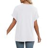 imageEXLURA Womens Summer Tops V Neck Outfits Clothes Short Dolman Sleeve Blouses 2025 Fashion ShirtsWhite