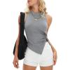 imageEXLURA Womens Summer Sleeveless High Neck Tank Tops Sexy Twist Knot Asymmetrical Hem Shirts Going Out Top 2025Grey