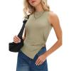 imageEXLURA Womens Summer Sleeveless High Neck Tank Tops Sexy Twist Knot Asymmetrical Hem Shirts Going Out Top 2025Sage Green