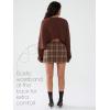 imageEXLURA Womens Wool Plaid Mini Skirt Elastic High Waisted Button Bodycon Fall Winter Skirts Business Casual Outfits Pockets