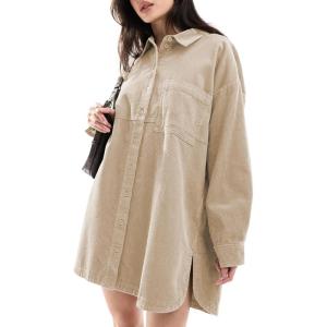imageEXLURA Womens Corduroy Shirts Oversized Button Down Long Sleeve Jacket Shackets Loose Blouses Fall Casual Outfits