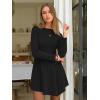 imageEXLURA Womens Fall Long Sleeve Boat Neck Casual Mini Dress Button Side Slit Cocktail Wedding Dresses Date Night Outfits 2025Black