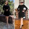 imageEXLURA Womens Fall Long Sleeve Boat Neck Casual Mini Dress Button Side Slit Cocktail Wedding Dresses Date Night Outfits 2025Black